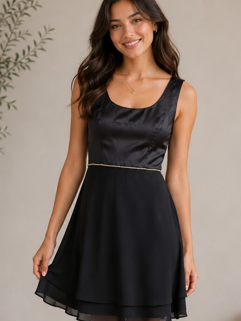 VTG CDC Evening Dress Caren Desiree Black Satin & Chiffon Sz 12 Dark Romantic